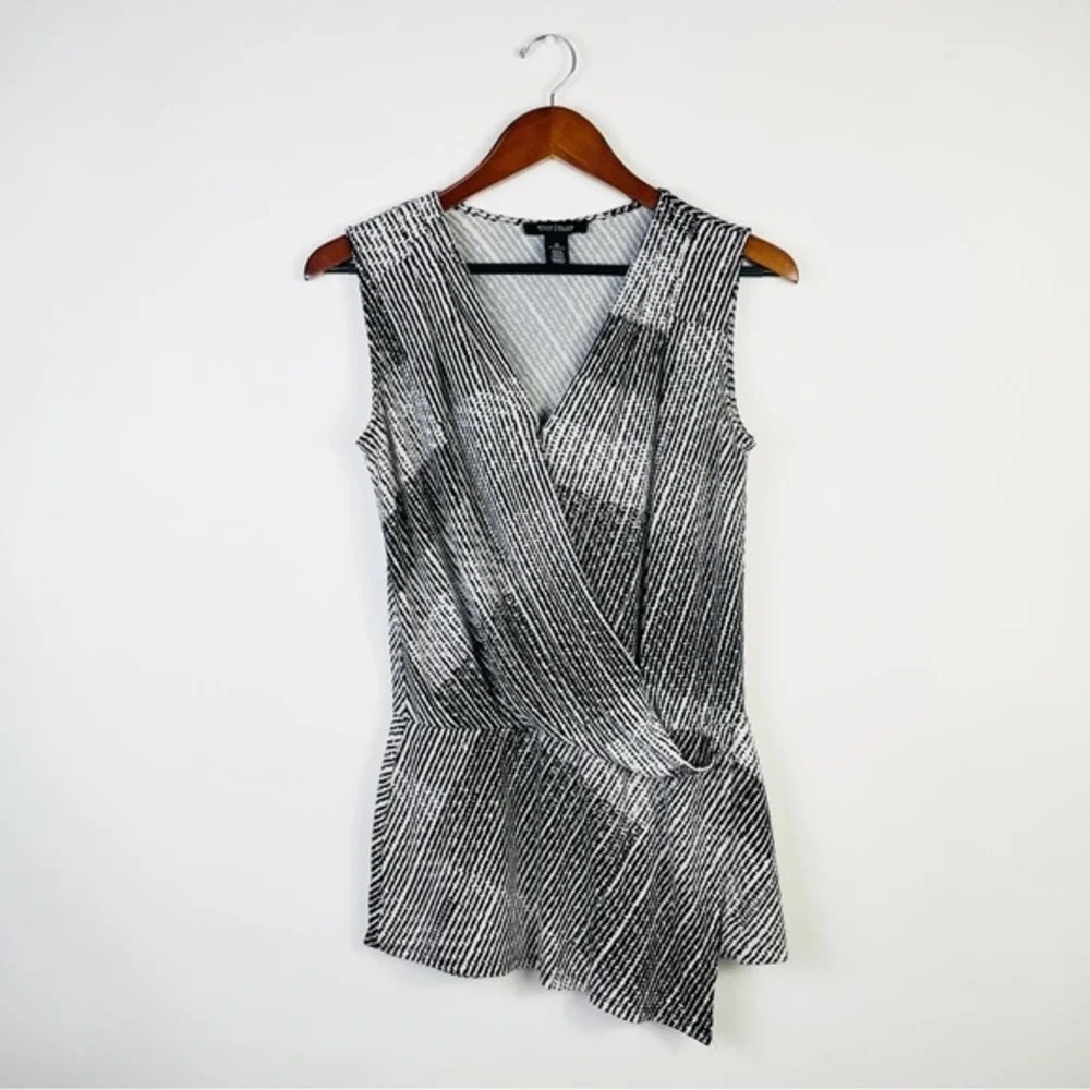 White House Black Market‎ Gray Sleeveless Wrap Asymmetrical Top XS